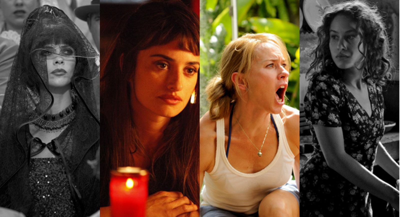 Las actrices nominadas al Goya: Maribel Verdú, Penélope Cruz, Naomi Watts y Aida Folch.