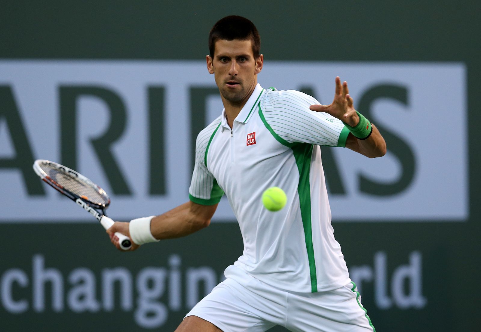 El serbio Novak Djokovic en su partido contra Fabio Fognini en Indian Wells