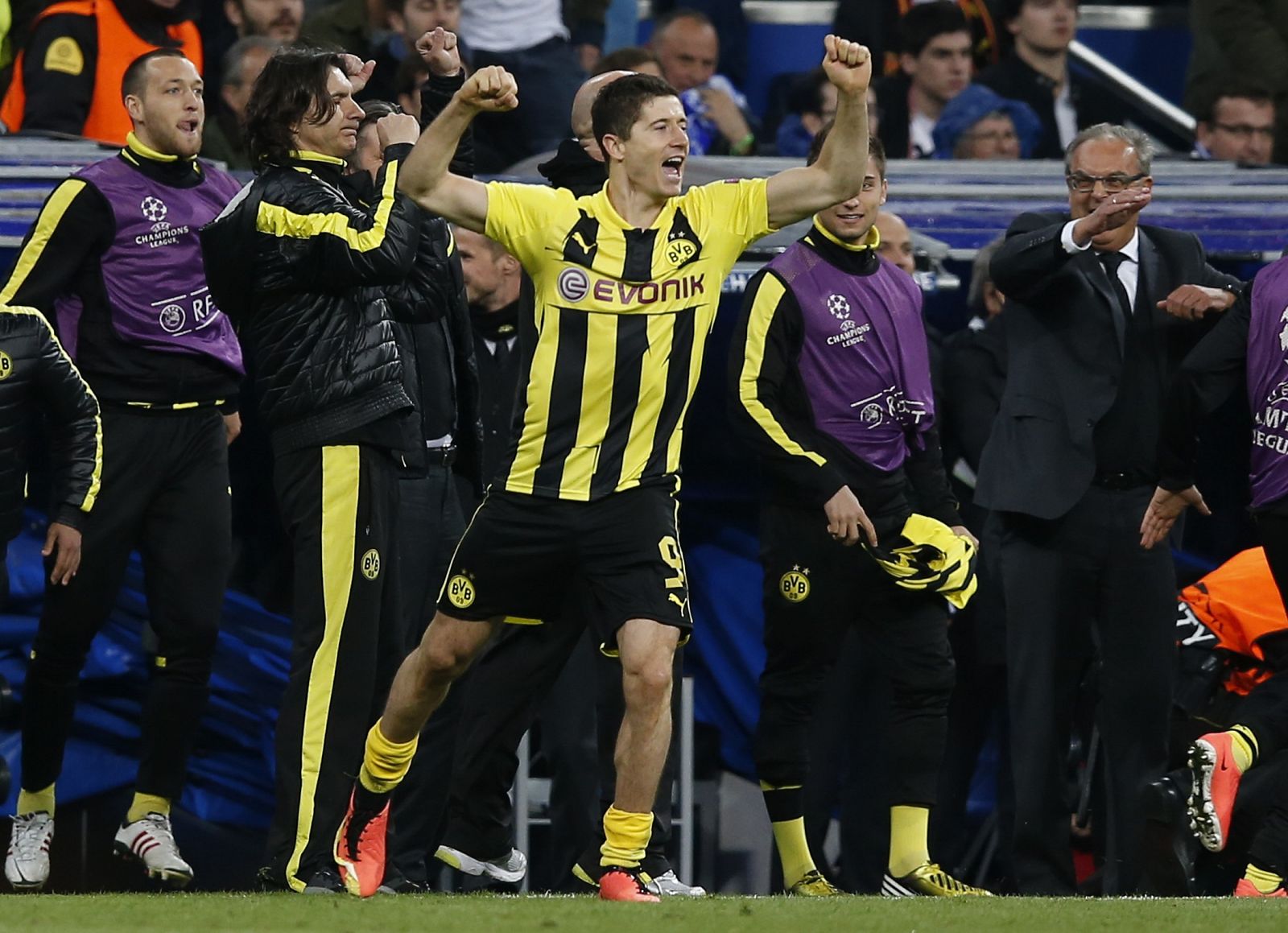Lewandowski, en el Real Madrid - Borussia Dortmund