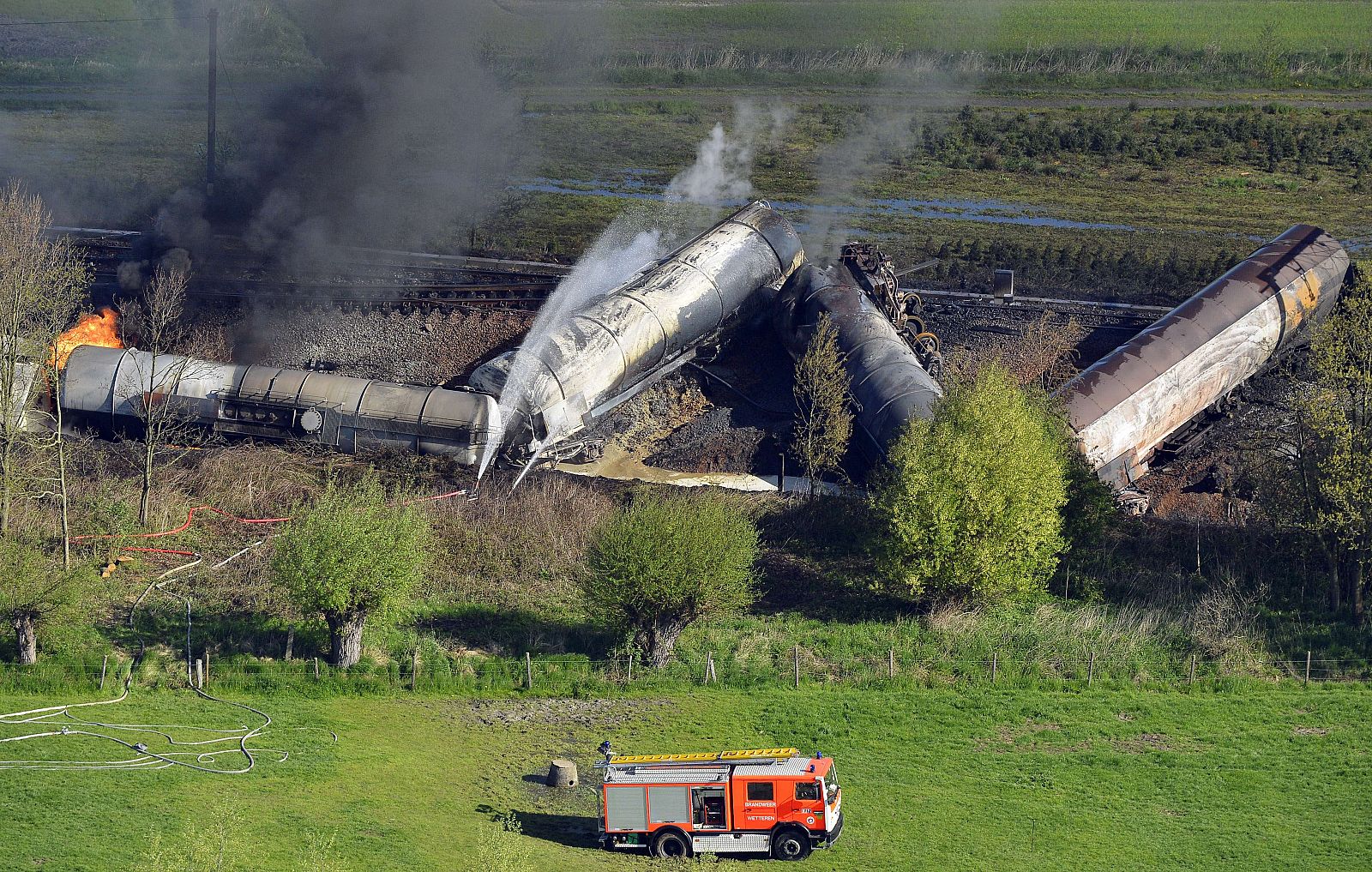 Tren de mercancías siniestrado en Schellebelle, Bélgica