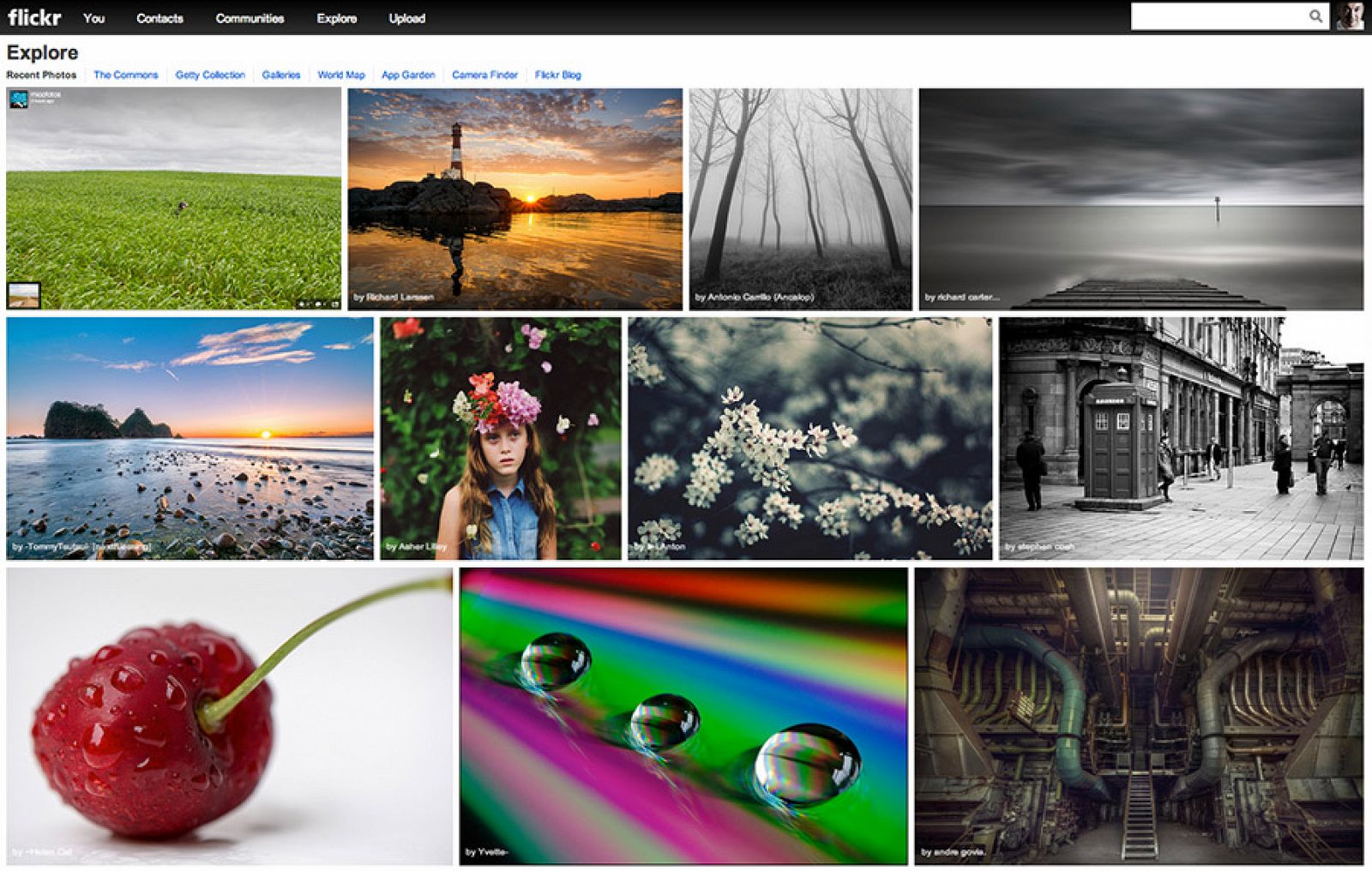 Rediseño de Flickr, la web que aloja fotografías de usuarios.