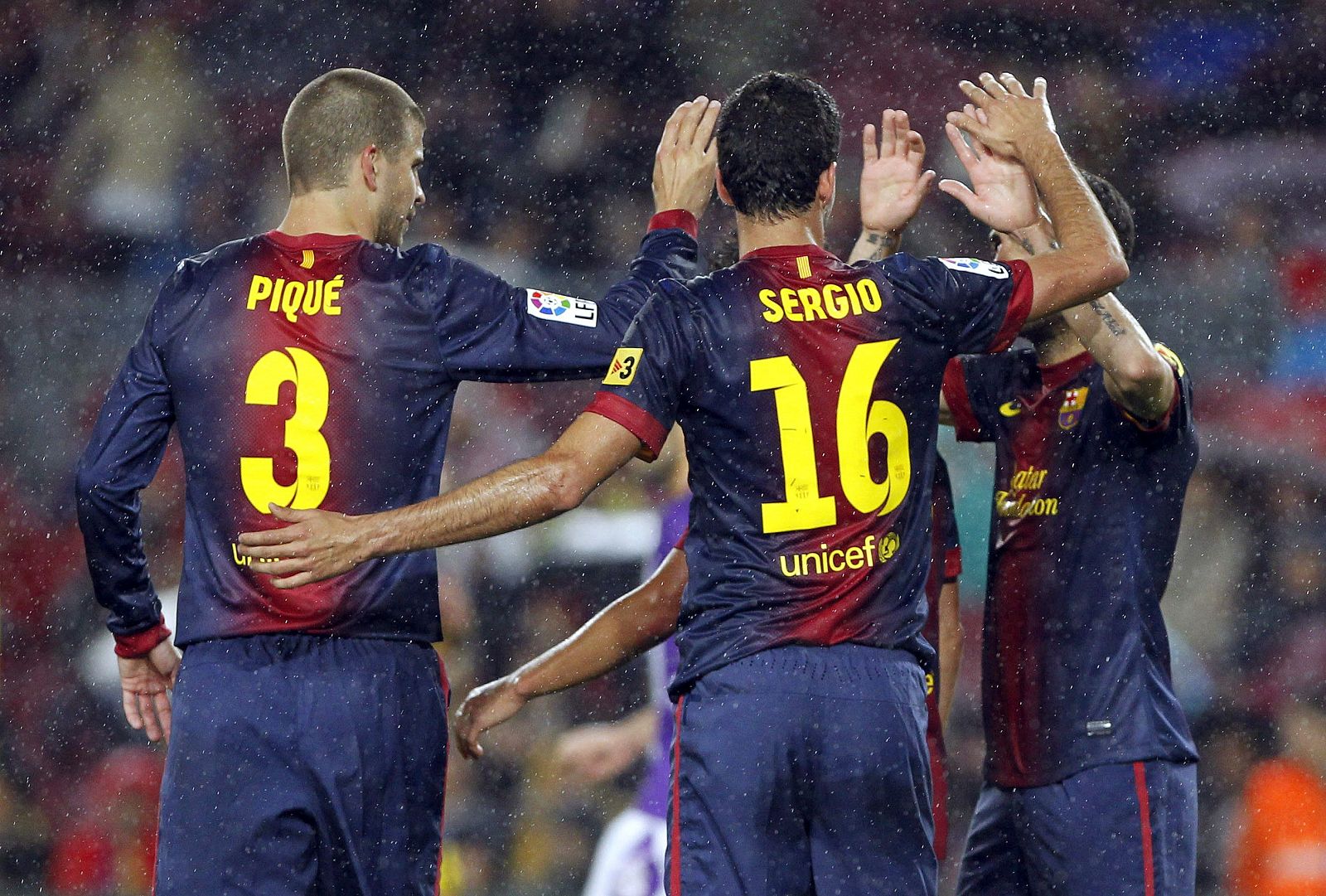 Los jugadores del Barça celebran un gol en un partido anterior
