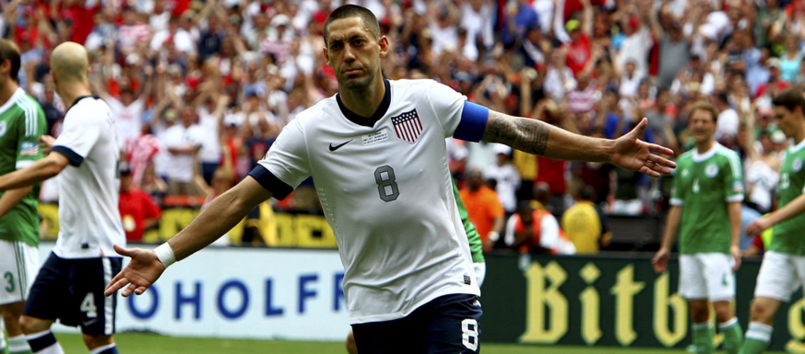 Dempsey celebra uno de los dos tantos anotados frente a Alemania