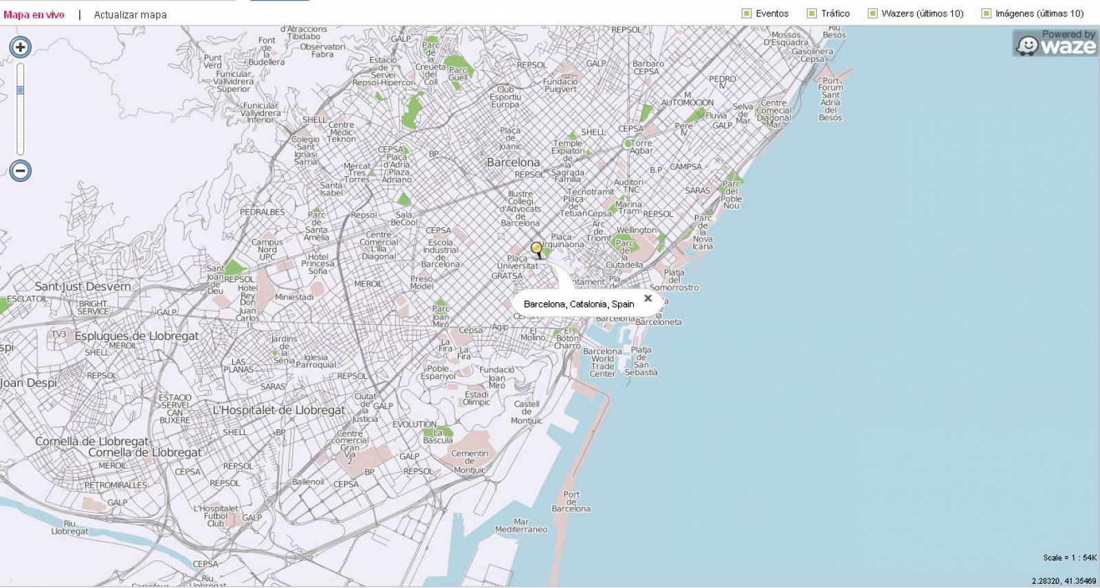 Mapa de Barcelona de Waze