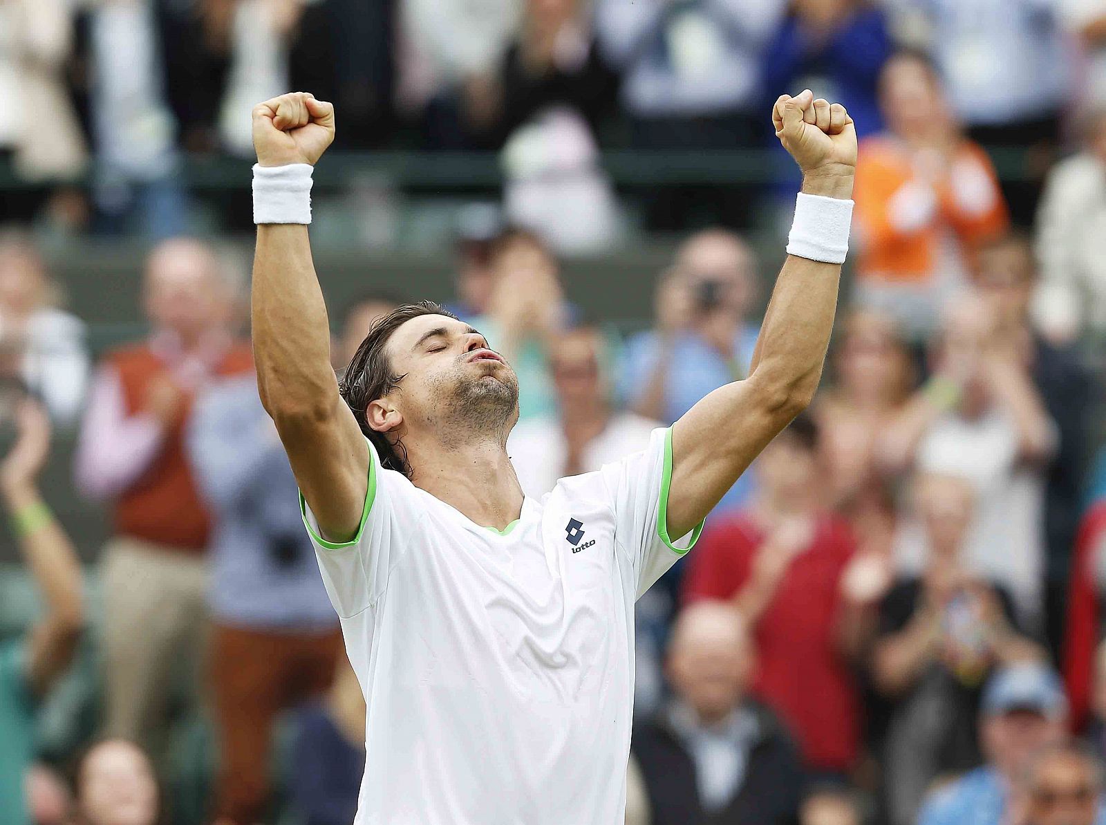 El tenista español David Ferrer celebra su victoria