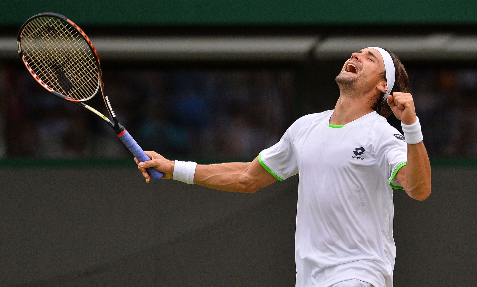 El tenista español David Ferrer celebra su victoria ante Dodig.