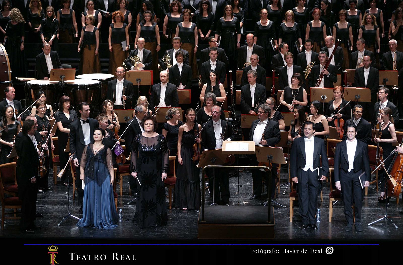 De izda. a dcha. Lianna Haroutounian (soprano), Violeta Urmana (mezzosoprano), Jorge de León (tenor ) y Ildebrando D¿Arcangelo (bajo)