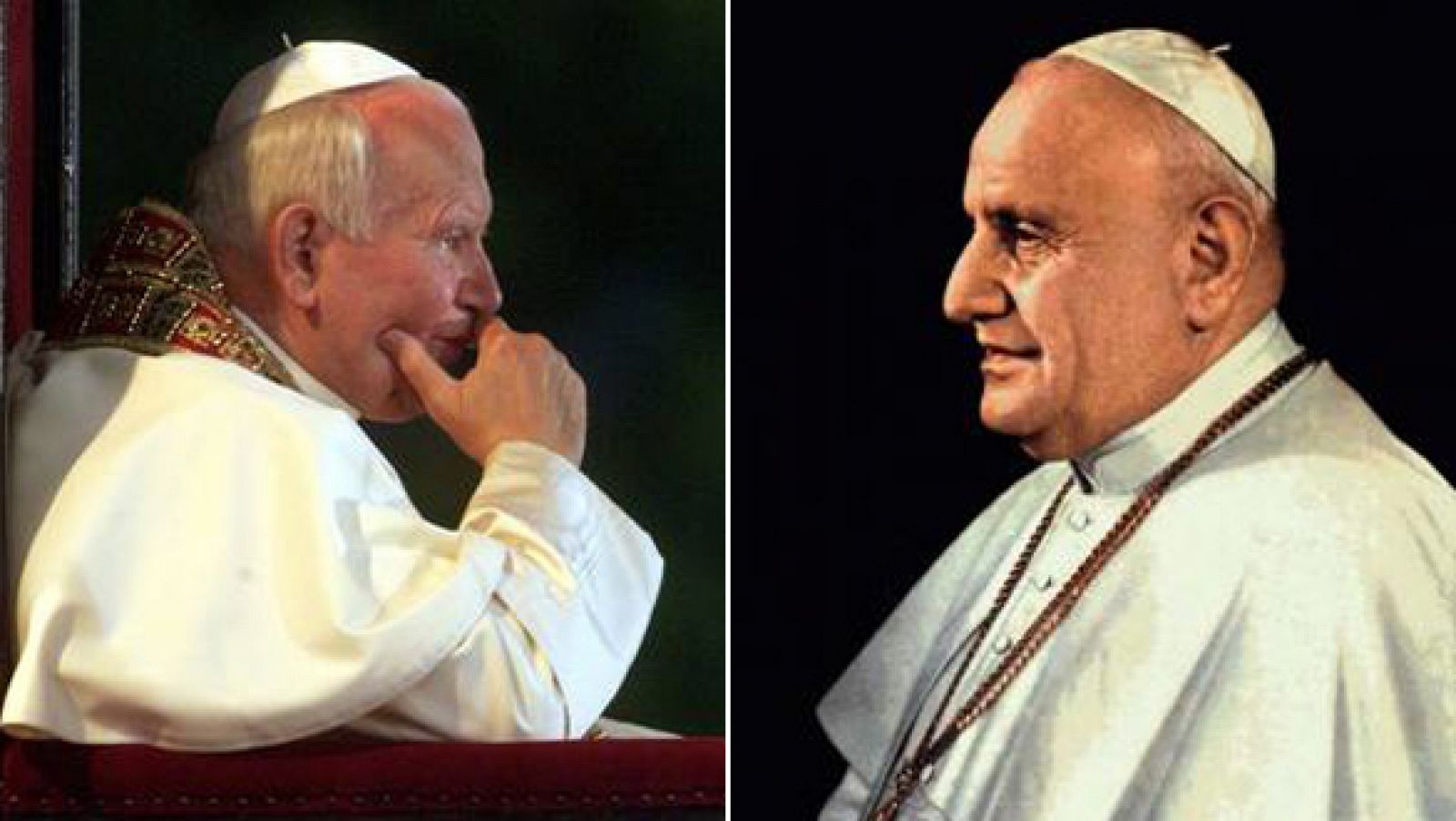 Los papas Juan Pablo II y Juan XXIII.