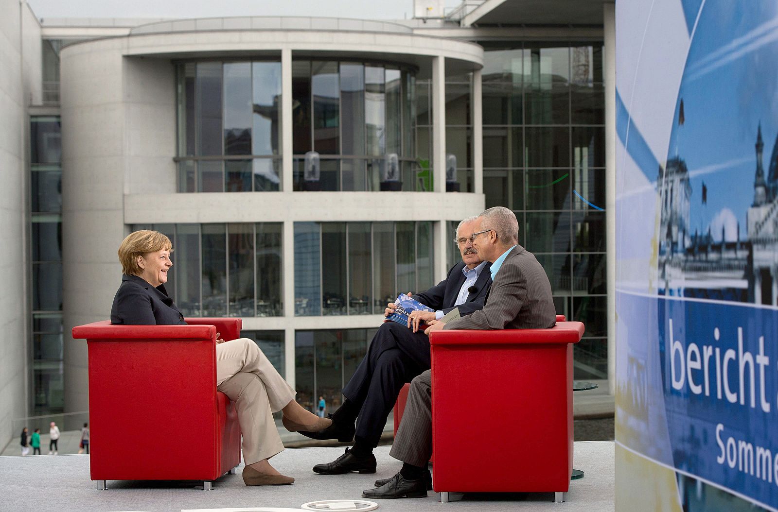 Angela Merkel durante su entrevista en la televisión pública alemana ARD