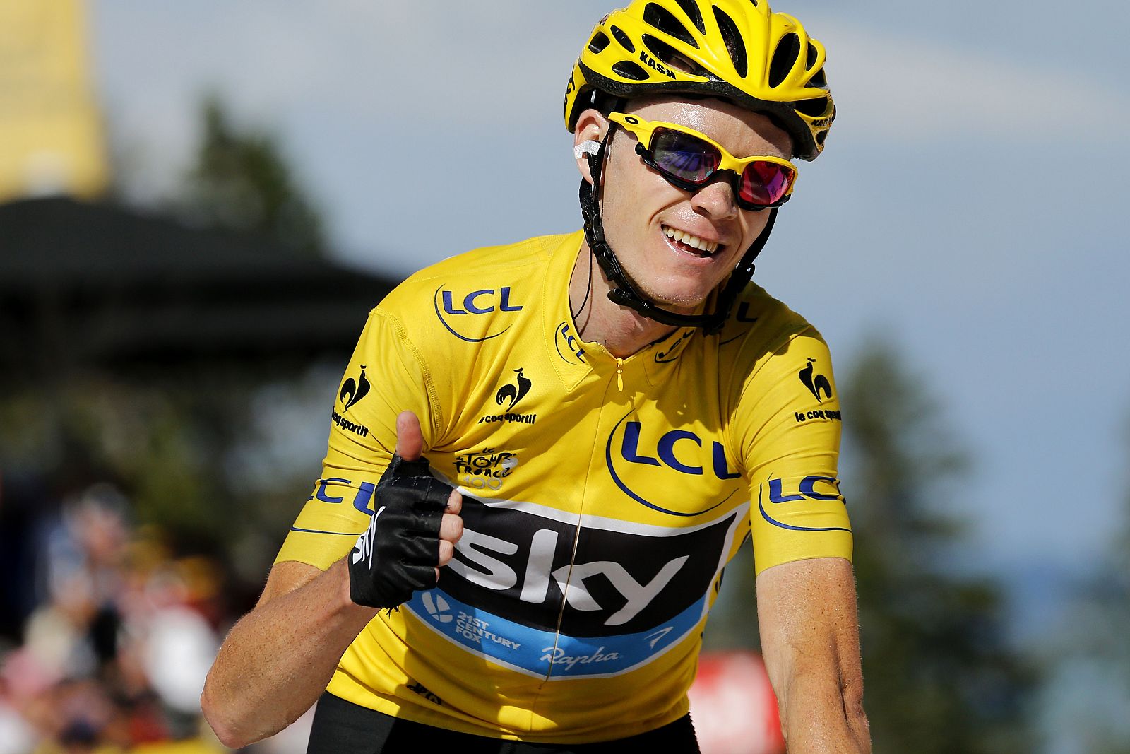 Froome, al llegar a la meta de la penúltima etapa del Tour 2013.