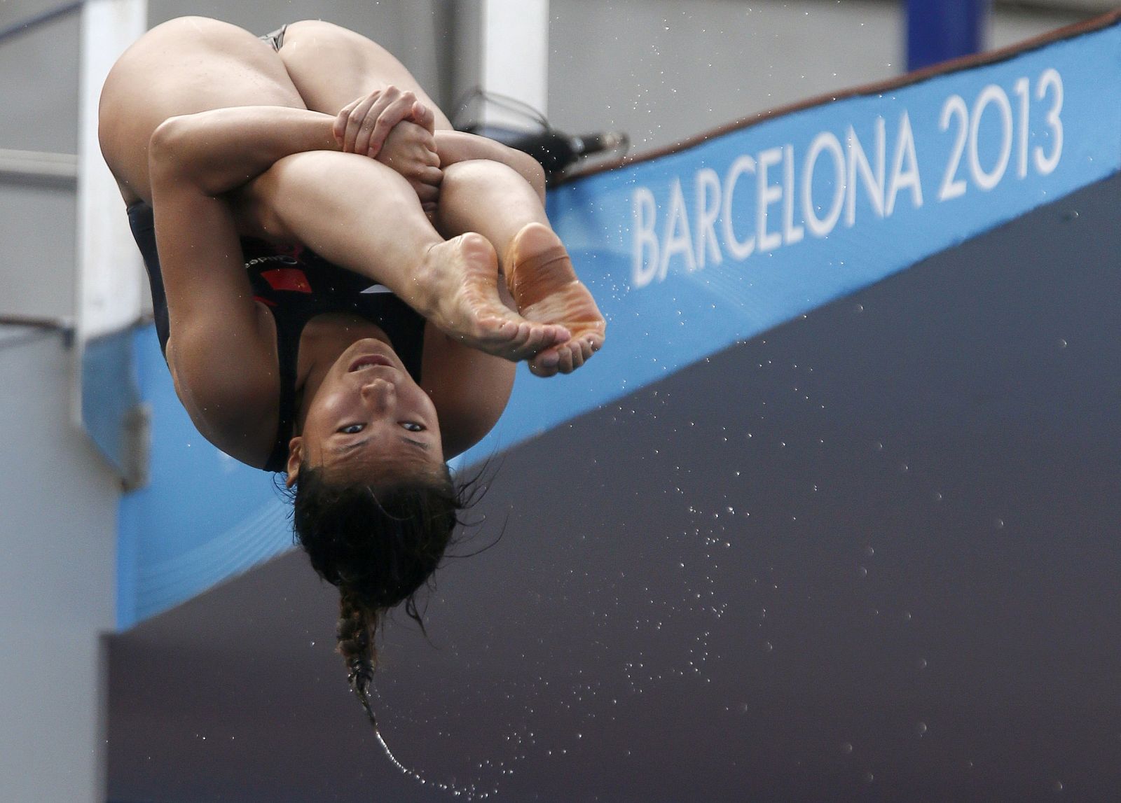 La china He Zi, en la final de trampolín de tres metros de los Mundiales de Barcelona