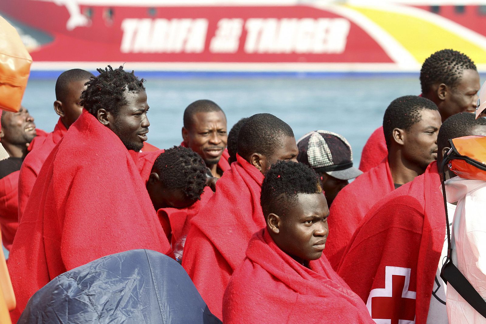 Inmigrantes rescatados el pasado 13 de agosto en aguas del Estrecho