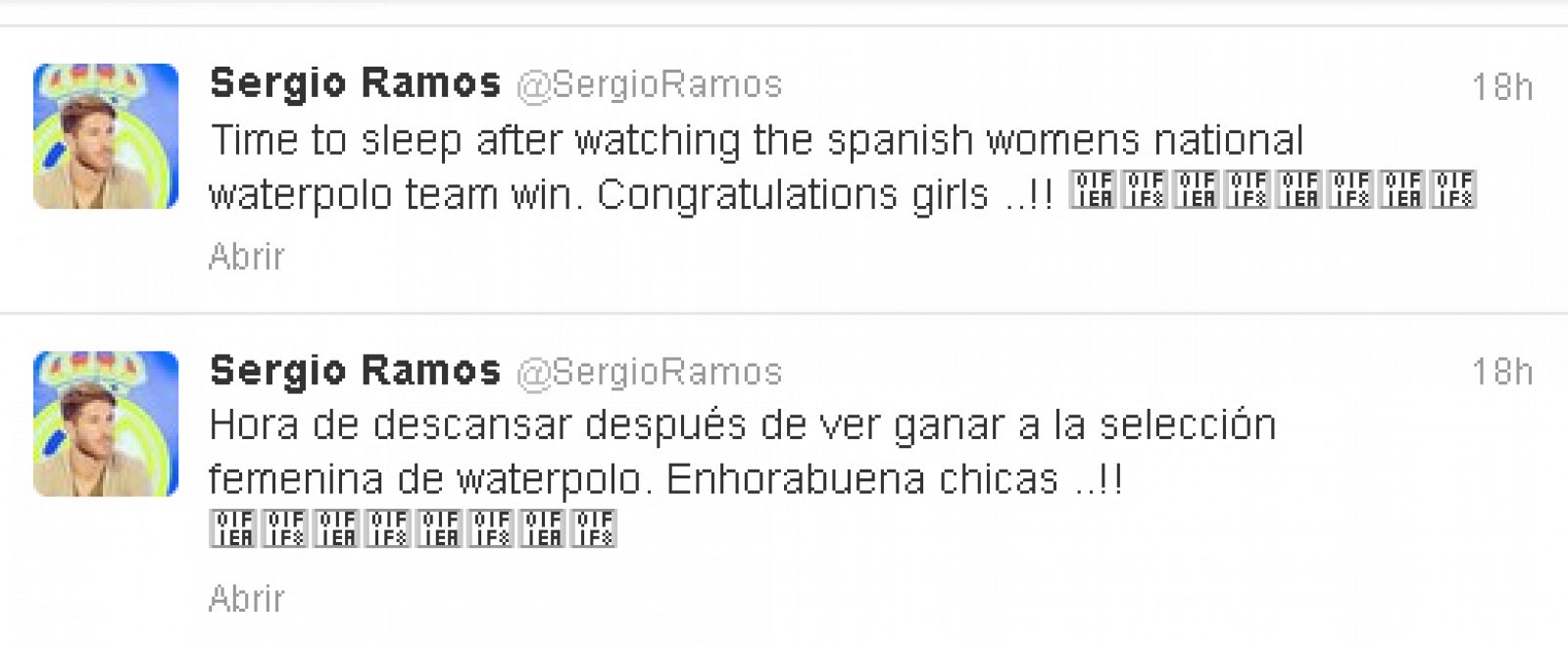 El 'tuit' de Sergio Ramos.