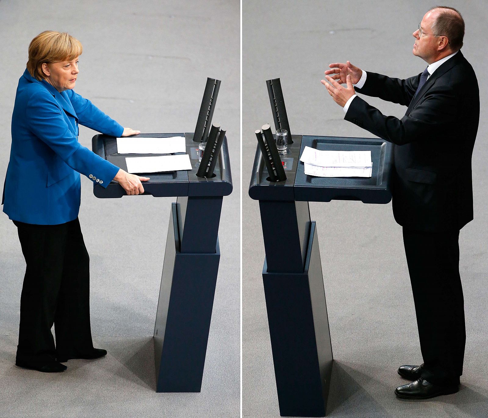 Angela Merkel y Peer Steinbrück miden sus fuerzas por última vez antes de las elecciones en el Bundestag.