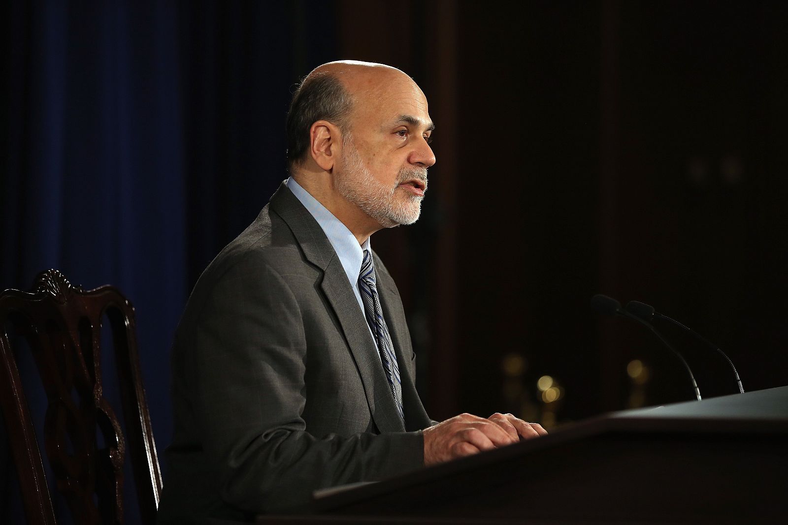 El presidente de la Reserva Federal, Ben Bernanke, durante la rueda de prensa posterior a la reunión del Comité Federal de Mercado Abierto