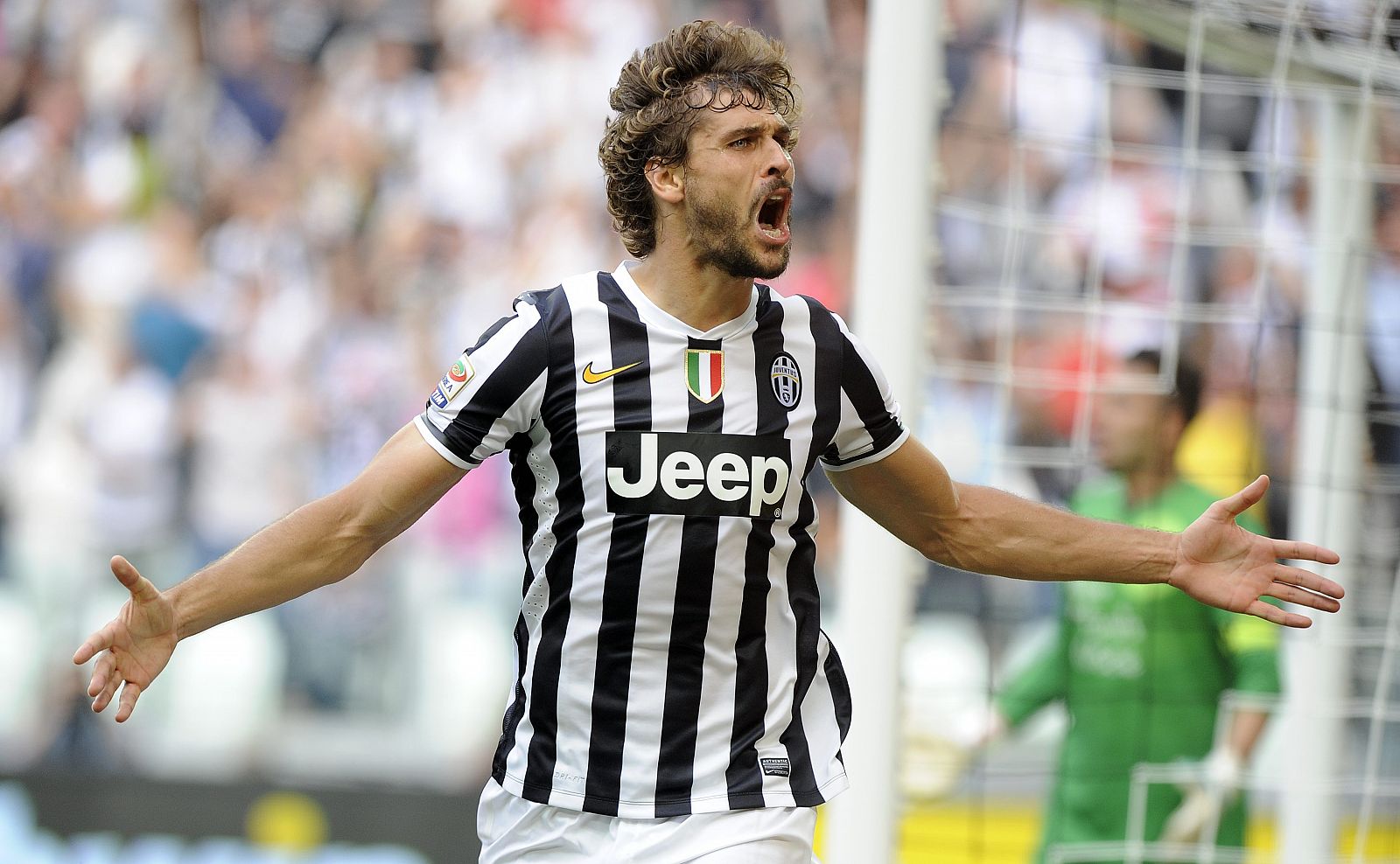 Fernando Llorente celebra su primer gol con el Juventus de Turín