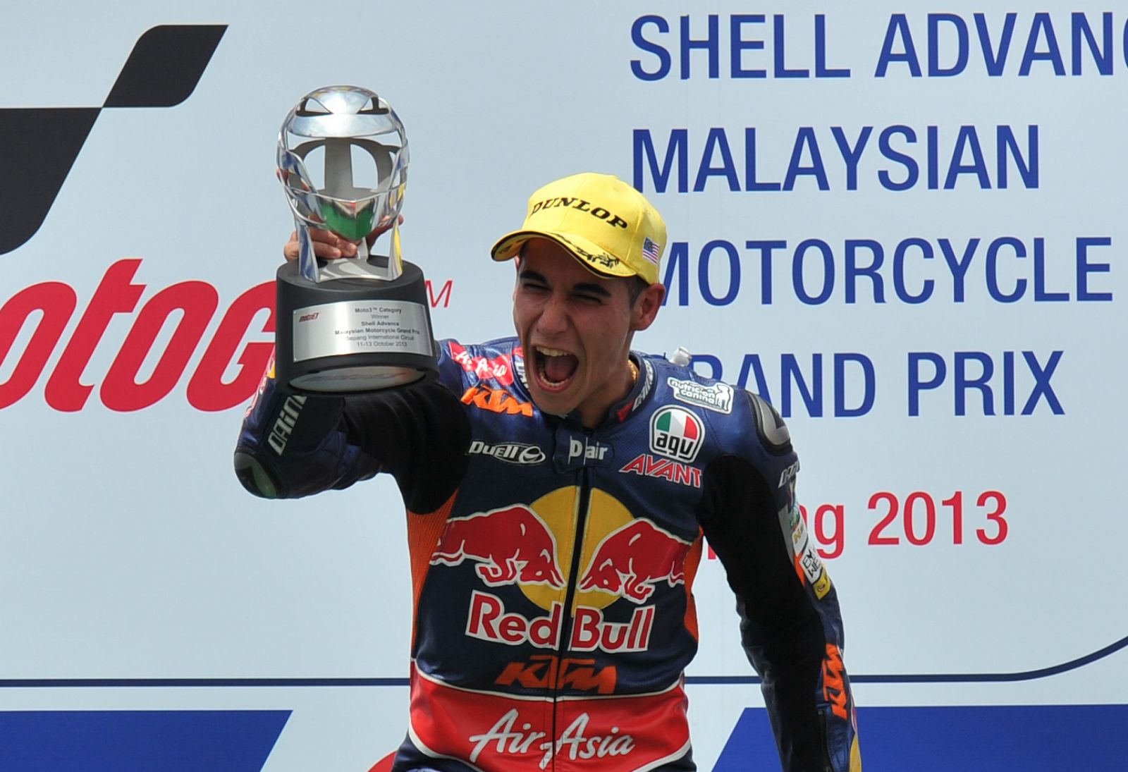 Luis Salom, en el podio del GP de Malasia