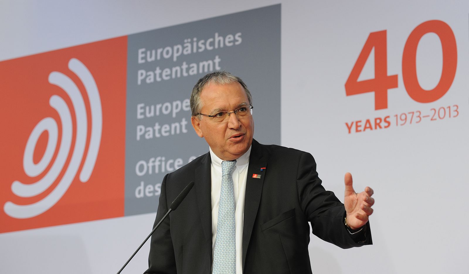 El presidente de la Oficina Europea de Patentes, Benoit Battistelli, en el 40 aniversario de la institución.