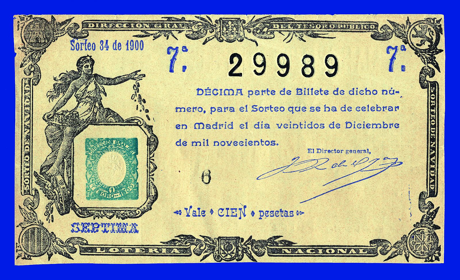 Décimo de la lotería (1900), expuesto en la muestra del Museo ABC