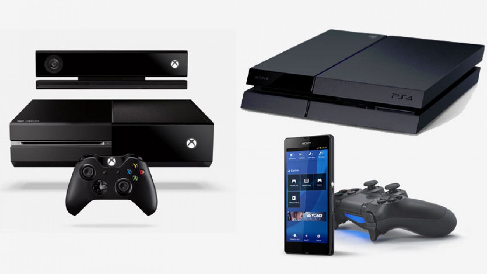 A la izquierda, la Xbox One y a la derecha la PlayStation 4