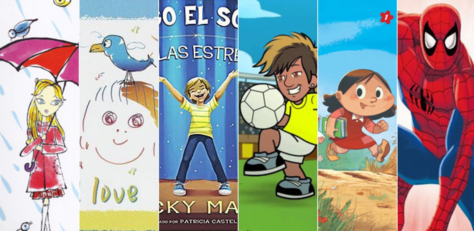 Ilustraciones de 'The English Roses', 'Real Love', 'Santiago el soñador, entre las estrellas', 'Neymar Jr., 'Marieta. Los recuerdos de Naneta' y 'Superhéroes Marvel. Los 100 imprescindibles'