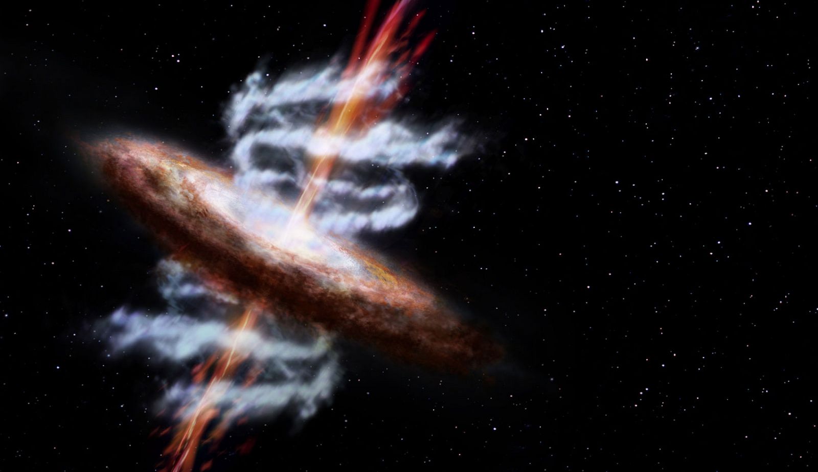 Impresión artística de una galaxia activa.