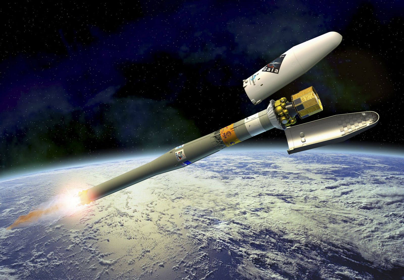 Ilustración del futuro lanzamiento de la misión Gaia.