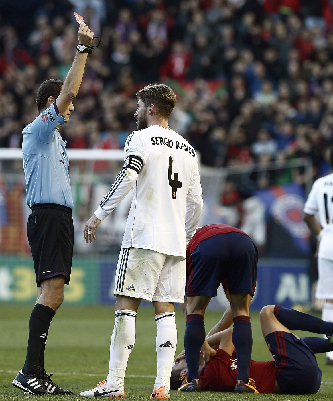 Sergio Ramos, en el partido contra Osasuna en el que fue expulsado por doble tarjeta amarilla.