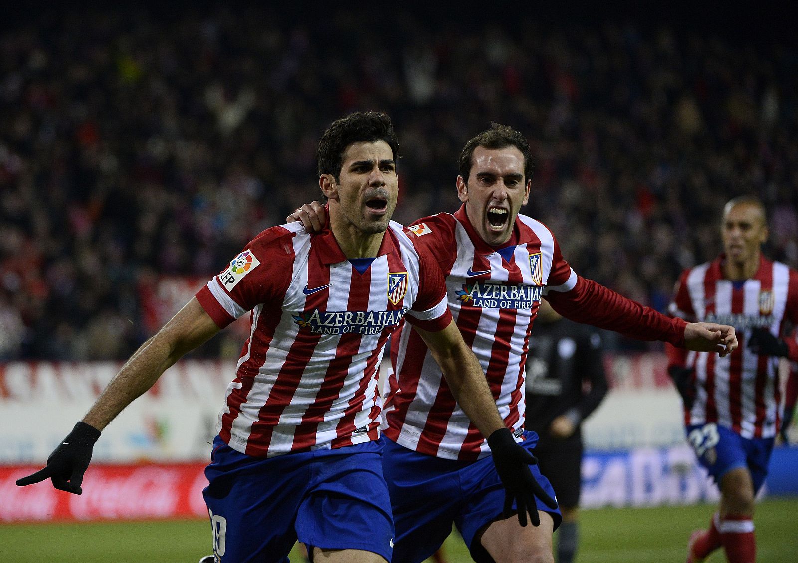 Diego Costa celebra su primer gol contra el Levante.