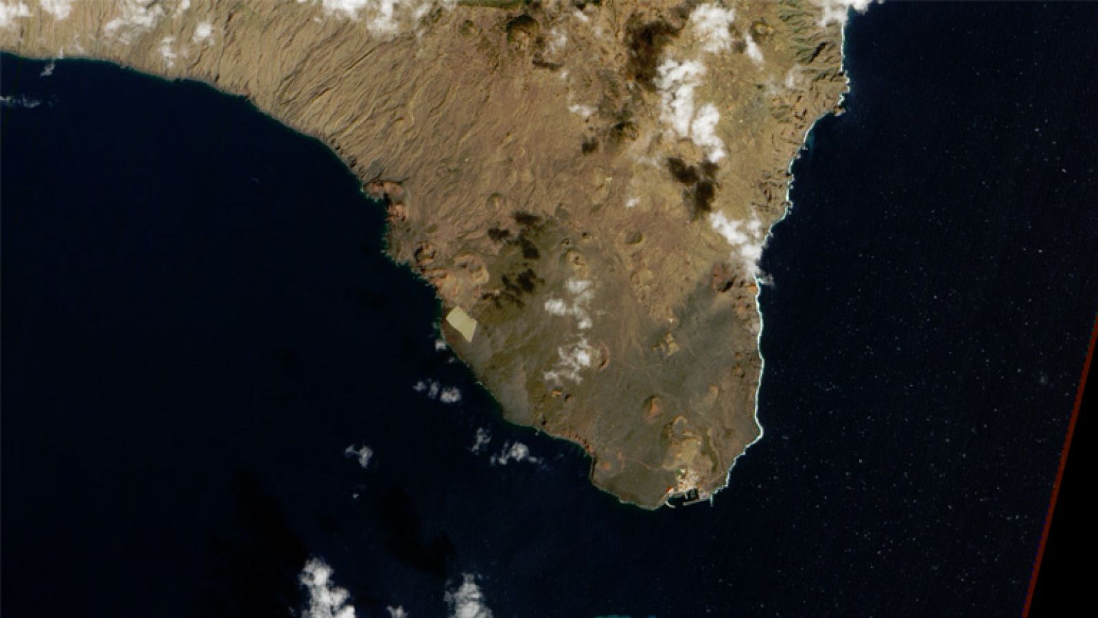 La isla de El Hierro vista desde el satélite.