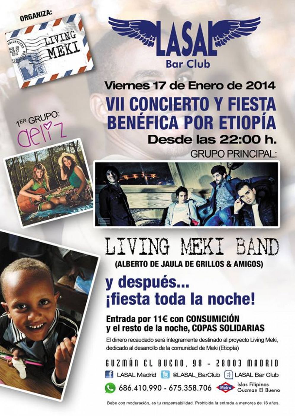 Cartel del concierto benéfico organizado por la iniciativa Living Meki.