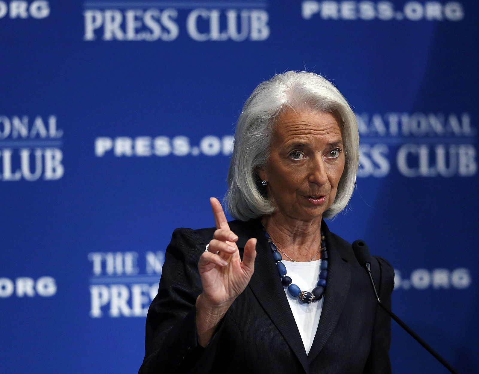 La directora gerente del FMI, Christine Lagarde, en el National Press Club en Washington