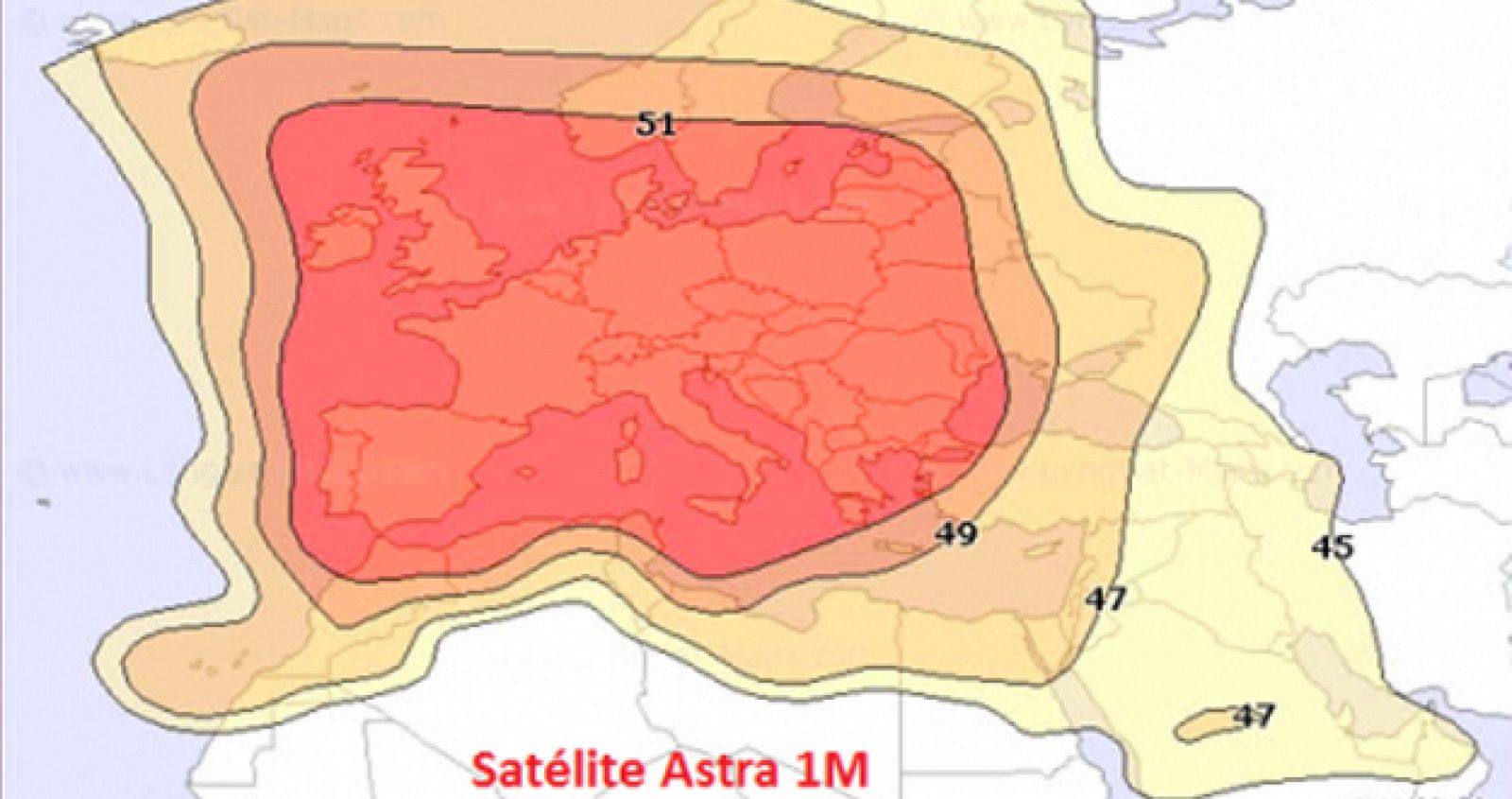 El alcance del satélite Astra