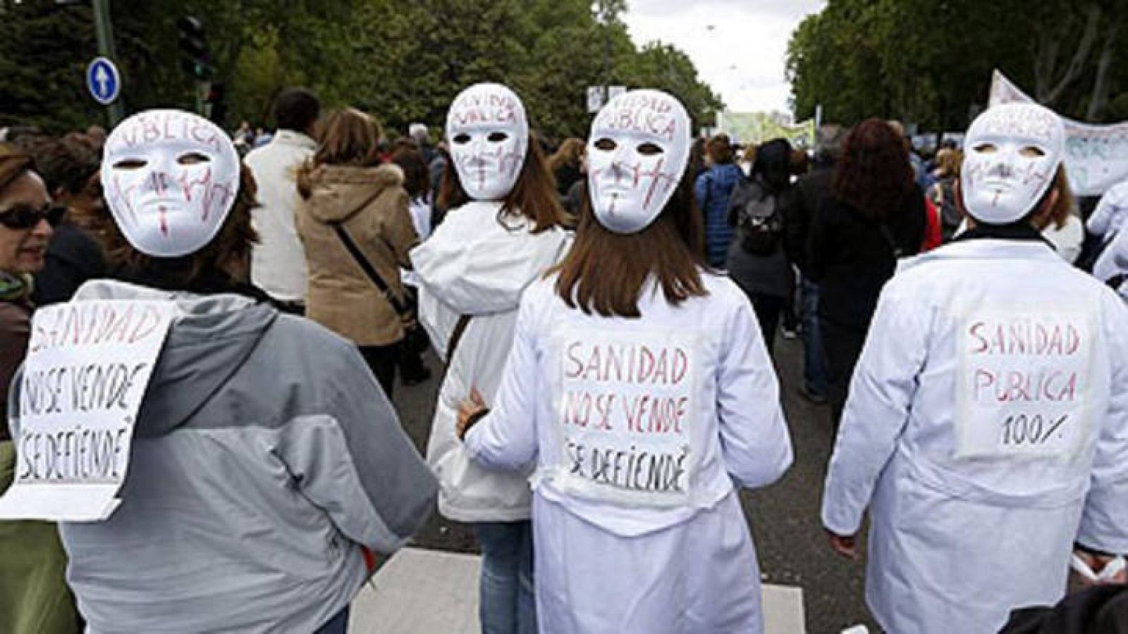 Imagen de una de las movilizaciones de la marea blanca contra la privatización sanitaria