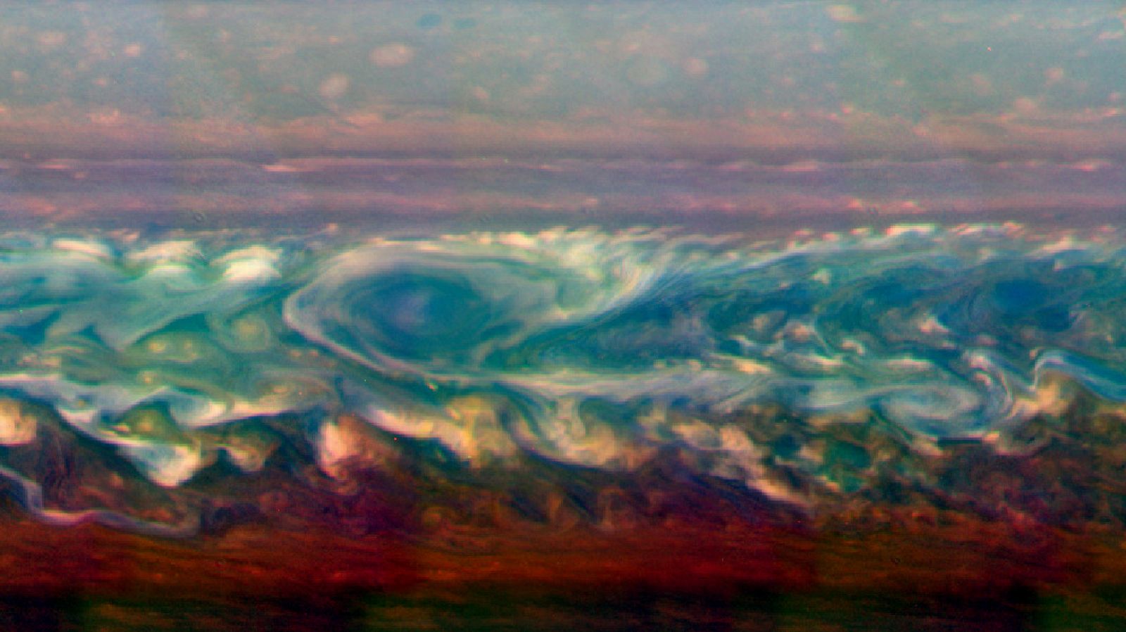 Imagen de la atmósfera de Saturno captada por el telescopio espacial Cassini.