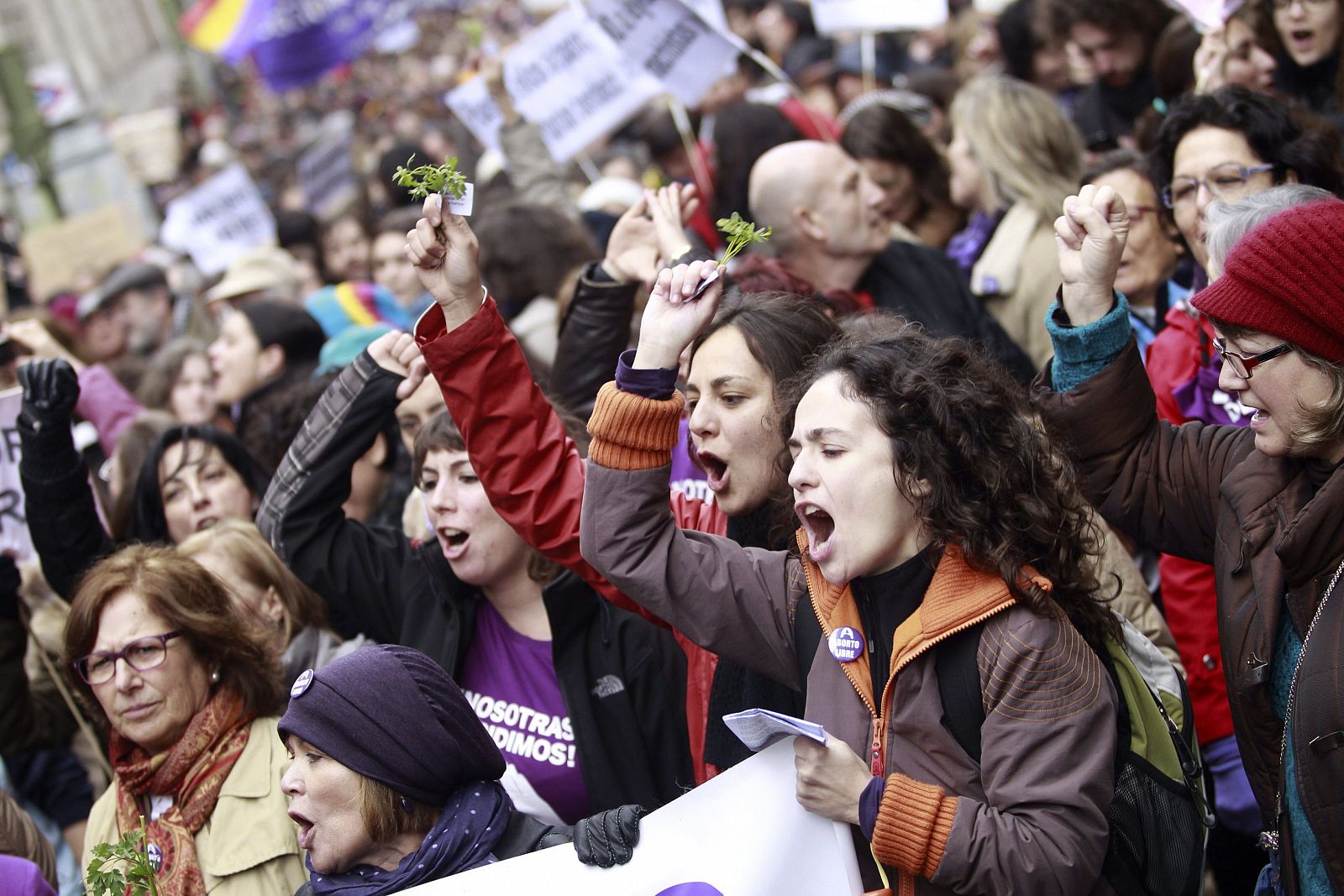 Protesta contra el anteproyecto de la ley del aborto en Madrid