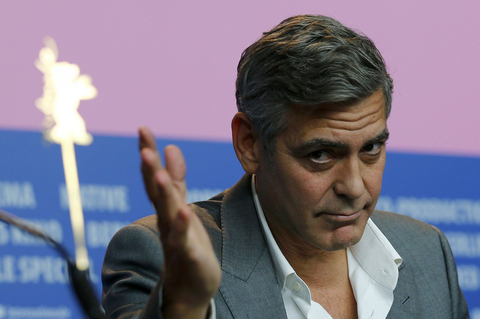 George Clooney durante la presentación de su filme en Berlín.