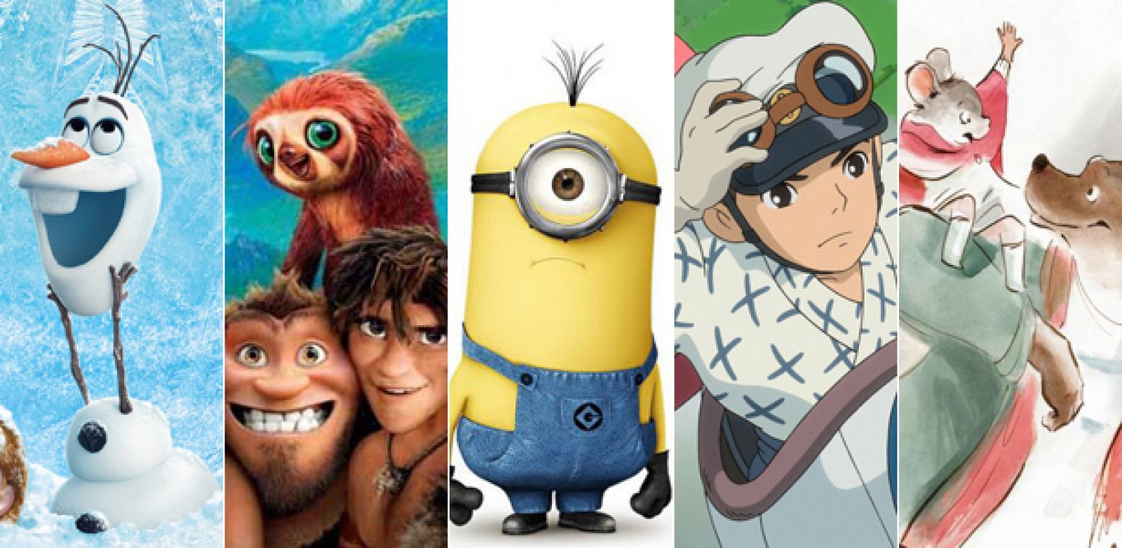 Imágenes de las candidatas al Oscar a la Mejor Película de Animación: 'Frozen',  'Los Croods', 'Gru 2', 'Sopla el viento' y 'Ernest & Celestine'