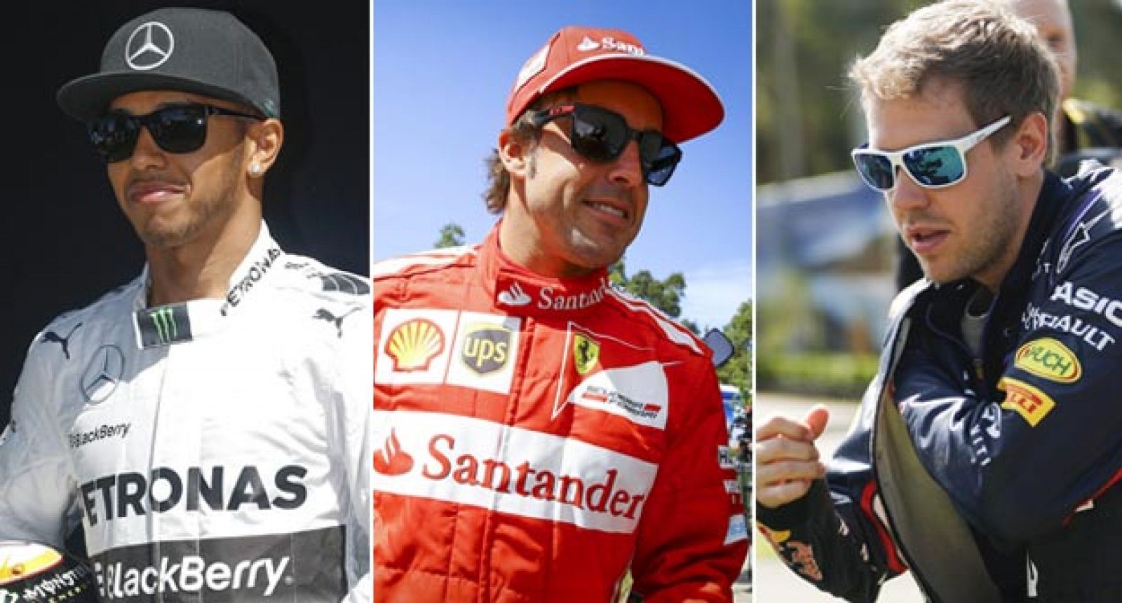 Los pilotos Lewis Hamilton, Fernando Alonso y Sebastian Vettel se preparan para luchar por el Mundial F1 2014.