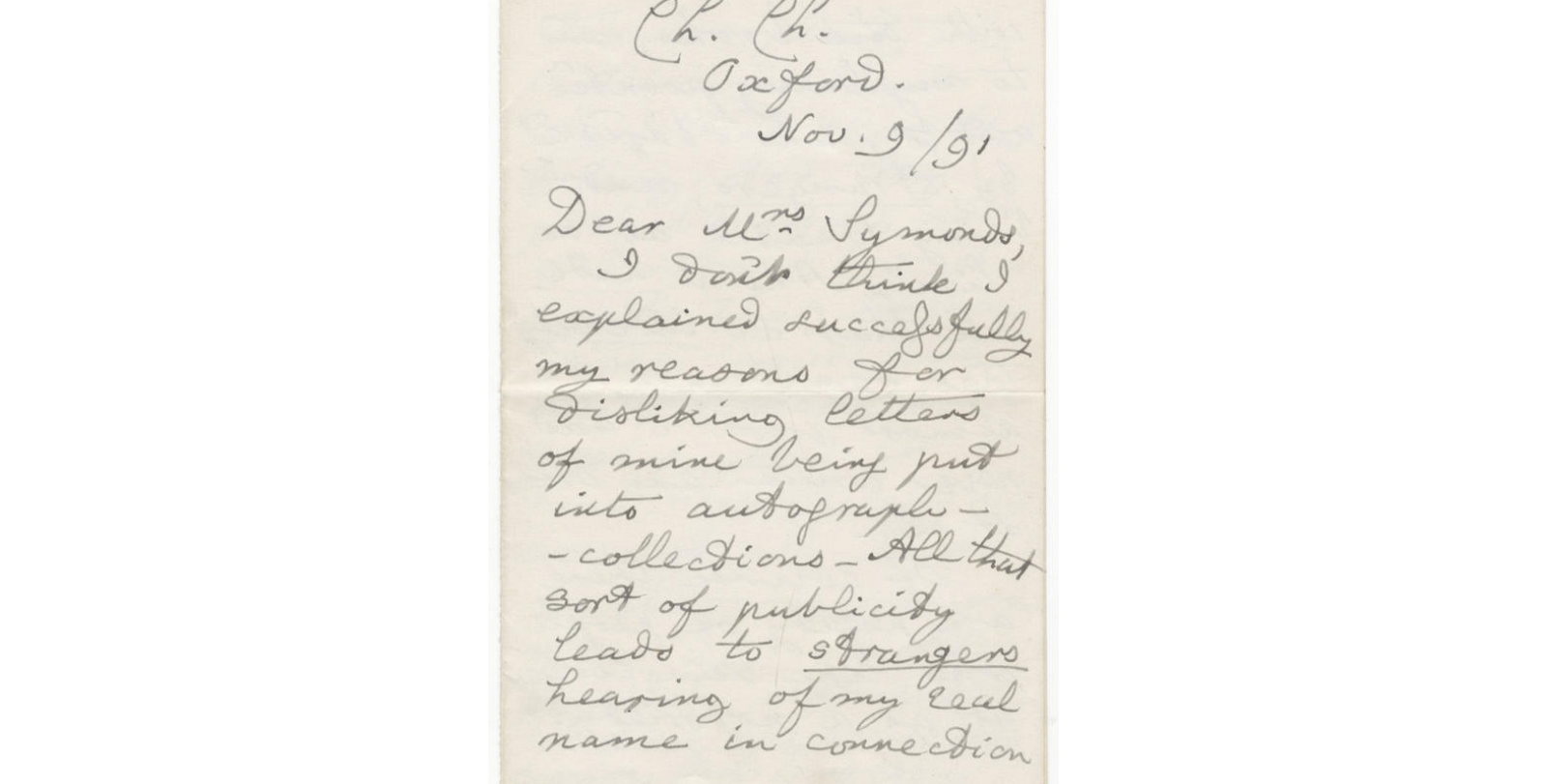 Fragmento de la carta de Lewis Carroll. (Bonhams)