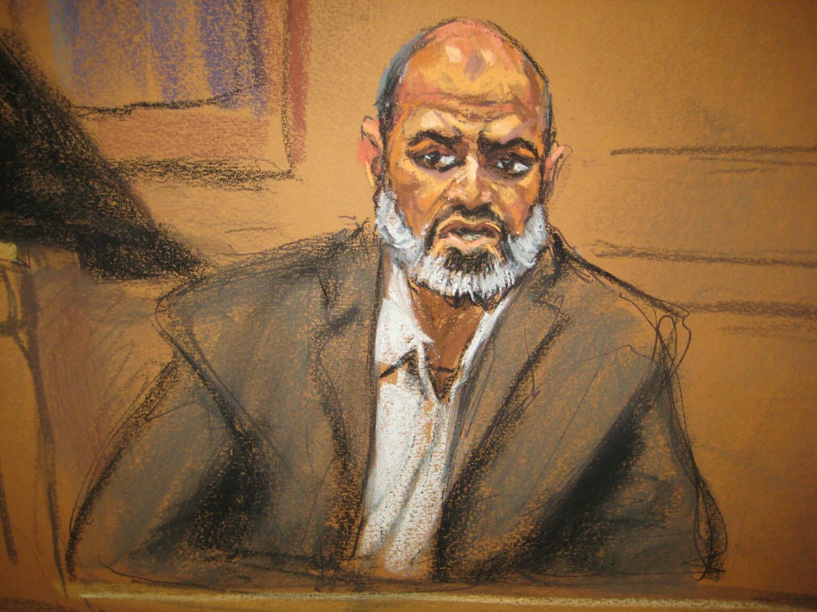 Un retrato del yerno de Osama Bin Laden, Suleiman Abu Ghaith, que ha declarado ante un tribunal de Nueva York.