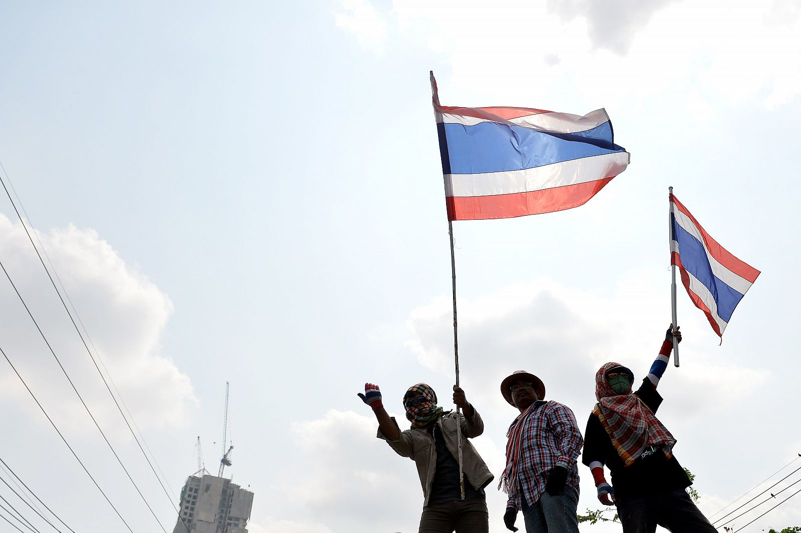 Manifestantes anti-gubernamentales durante una protesta el 7 de marzo en Bangkok