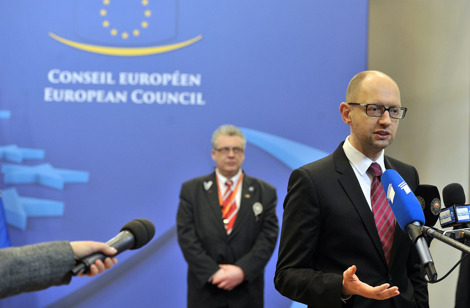 El primer ministro ucraniano, Arseniy Yatseniuk, en Bruselas