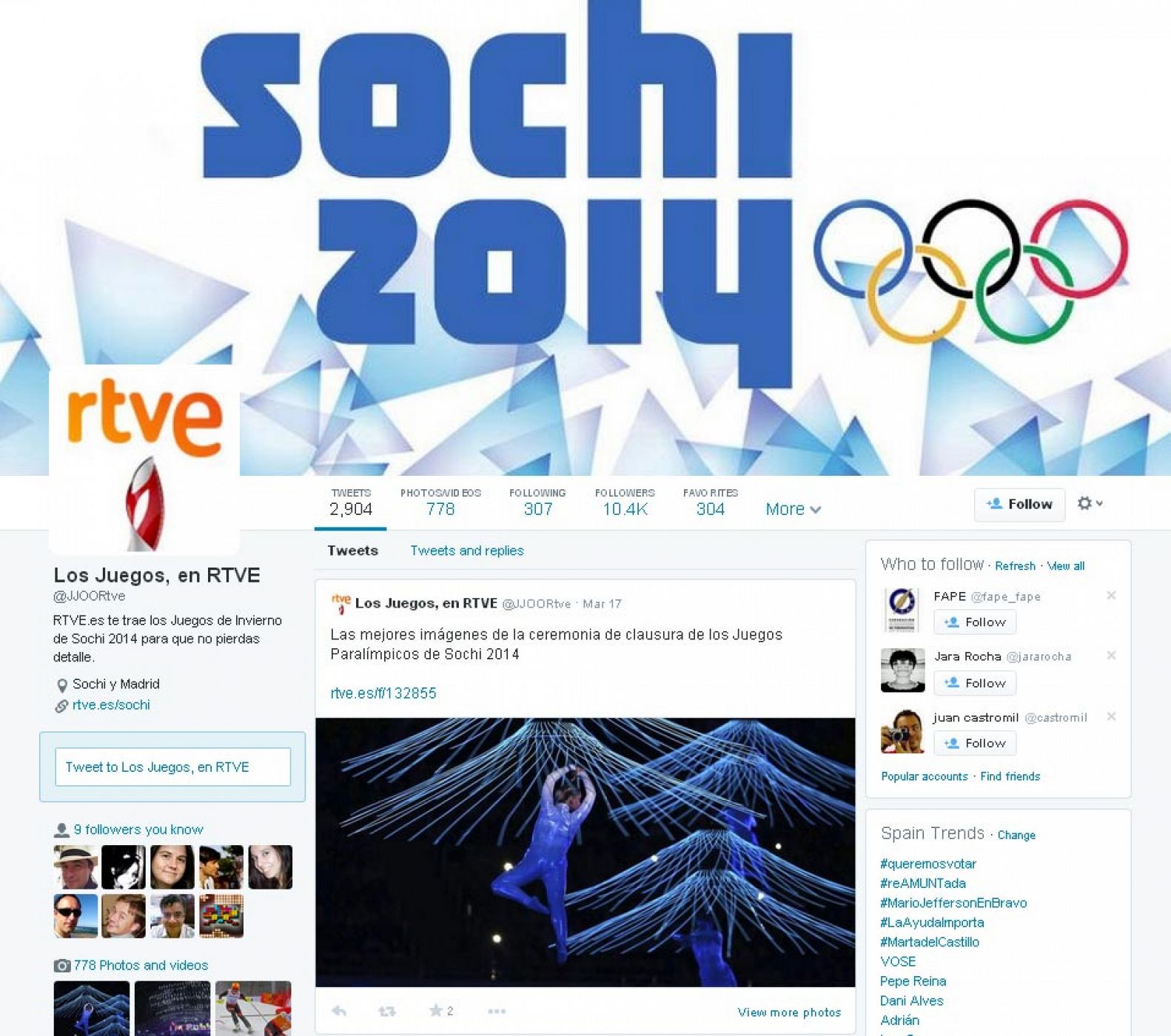 Nueva imagen del 'timeline' de Twitter en la cuenta de Juegos Olímpicos de RTVE.