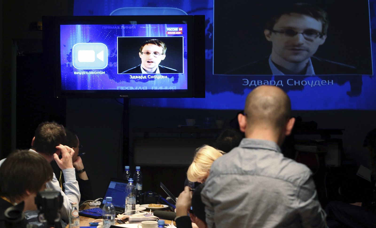 El exanalista de la NSA, Edward Snowden, durante su intervención en la televisión rusa