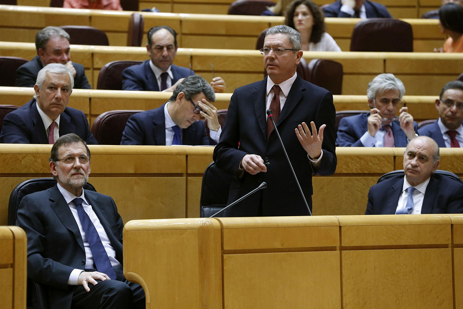 El ministro de Justicia, Alberto Ruiz-Gallardón, en el pleno del Senado.