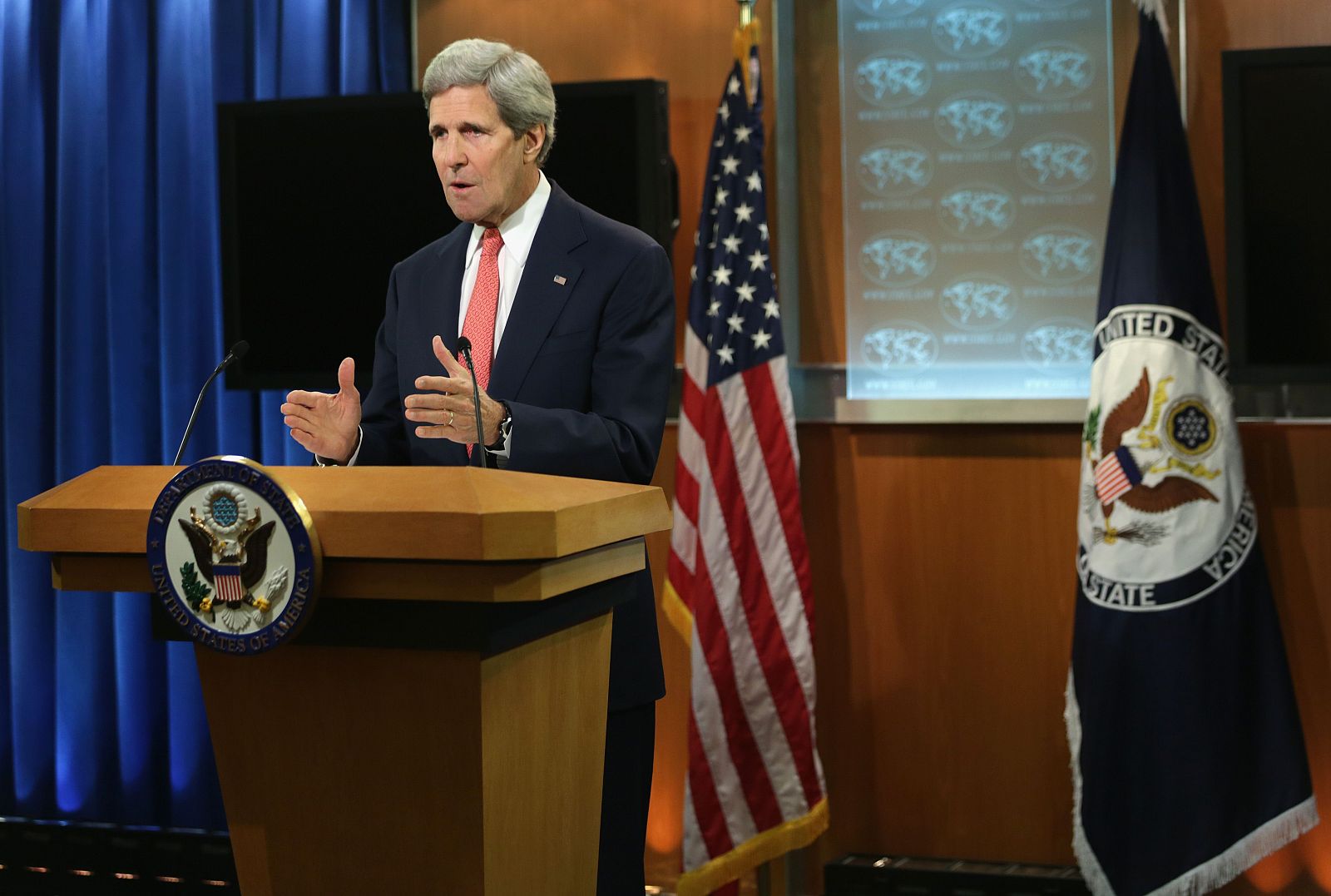 John Kerry, secretario de Estado de EE.UU., durante su comparecencia ante la prensa en Washington