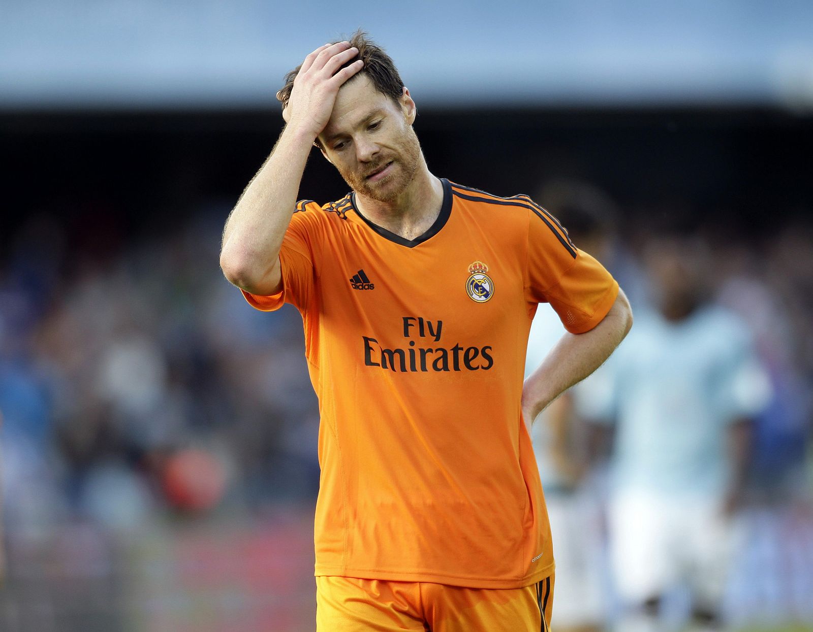Real Madrid's Alonso reacts during their Spanish first division soccer match against Celta Vigo at the Balaidos stadium in Vigo