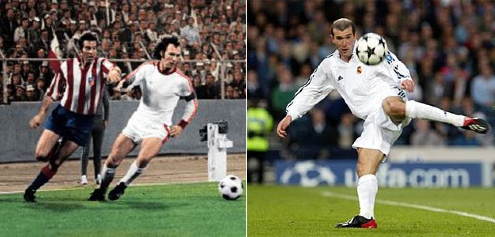 Luis Aragonés y Beckenbauer, en la final de 1974; y Zidane, en la final de 2002.