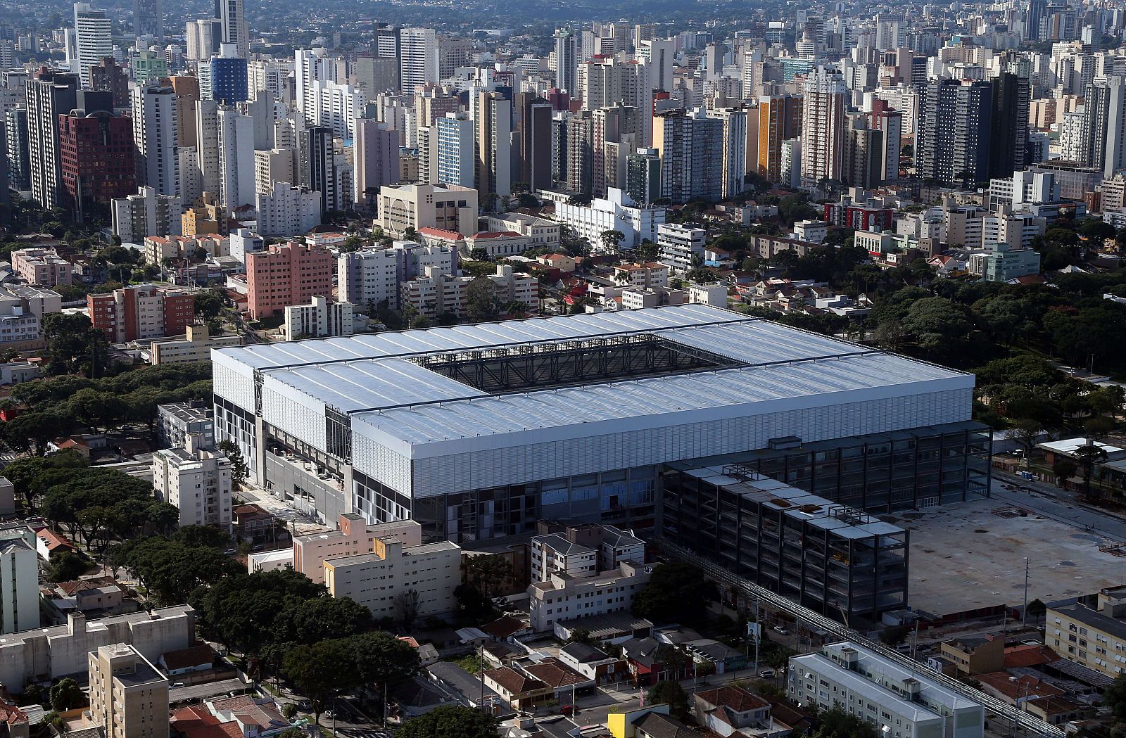 Vista aérea del estaido Arena da Baixada, en Curitiba.